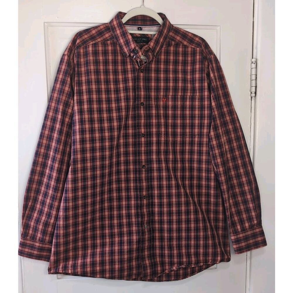 Ariat Pro Series Men's L Button Down Shirt Sun Moisture Long Sleeve (879)